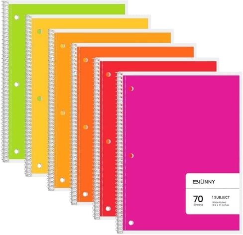 دفتر ملاحظات حلزوني واسع النطاق - 24 لونًا (12 لونًا ساطعًا و12 لونًا باستيل متضمنًا) حزمة كبيرة من دفتر الملاحظات الحلزوني مقاس 10.5 بوصة × 8 بوصة - 70 ورقة - صفحات مثقوبة in Kuwait
