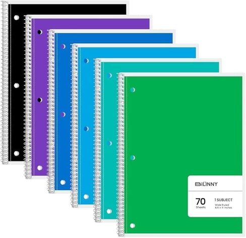 دفتر ملاحظات حلزوني واسع النطاق - 24 لونًا (12 لونًا ساطعًا و12 لونًا باستيل متضمنًا) حزمة كبيرة من دفتر الملاحظات الحلزوني مقاس 10.5 بوصة × 8 بوصة - 70 ورقة - صفحات مثقوبة in Kuwait