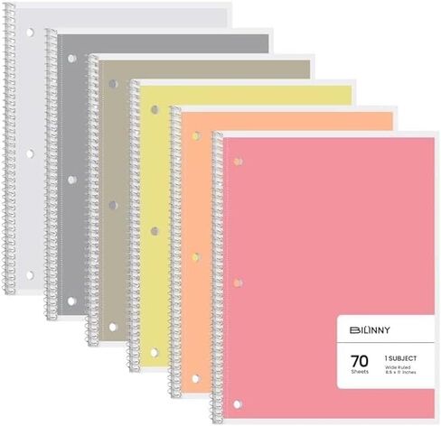 دفتر ملاحظات حلزوني واسع النطاق - 24 لونًا (12 لونًا ساطعًا و12 لونًا باستيل متضمنًا) حزمة كبيرة من دفتر الملاحظات الحلزوني مقاس 10.5 بوصة × 8 بوصة - 70 ورقة - صفحات مثقوبة in Kuwait