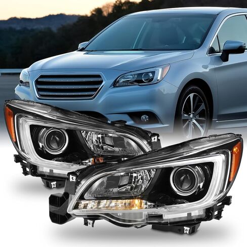 AKKON - Fit 2015 2016 2017 Subaru Legacy/Outback 15-17 Halogen Projector Headlight Assembly Headlamp Black Pair/Set in Saudi Arabia