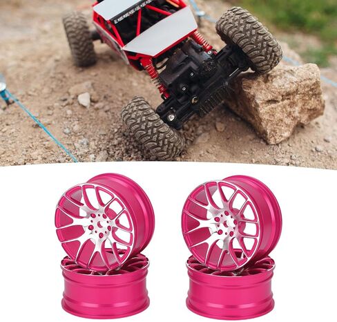 SUNGOOYUE 4 قطع من سبائك الألومنيوم RC محاور العجلات لسيارات 1/12 مقياس MN128 MN86 G500 RC تعزيز الاستقرار على الطرق الوعرة على الطريق ترقيات السيارة للتحكم عن بعد (وردي) in Kuwait