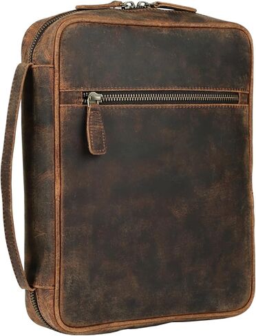 Leather Bible Cover for Men & Women – Zippered Bible Case with Handle, Note & Pen Organizer – Fits Large Study Bible – 11.5x8.5 Inch in Saudi Arabia