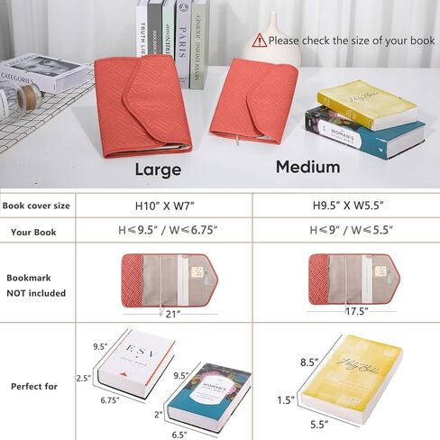 Reusable Book Cover with Magnet Closure - Adjustable Book Sleeve for Book Lovers Gift - Book Protector for Paperback -Book Covers for Hardcover - Book Pouch - Book Carrier in Kuwait