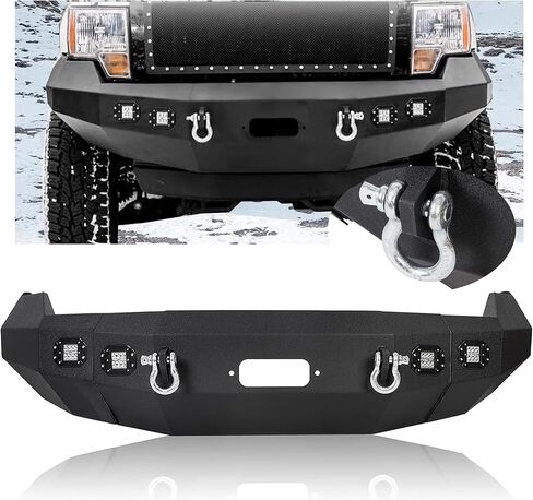KUAFU Front Bumper Compatible with 2009-2014 Ford F150 F-150 Excluding Raptor W/Winch Plate & 4 X LED Lights & 2 D-Rings Steel Powder Coated Black 2 Packages in Saudi Arabia