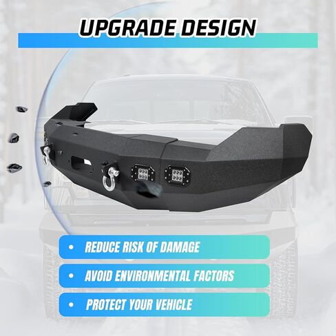 KUAFU Front Bumper Compatible with 2009-2014 Ford F150 F-150 Excluding Raptor W/Winch Plate & 4 X LED Lights & 2 D-Rings Steel Powder Coated Black 2 Packages in Saudi Arabia