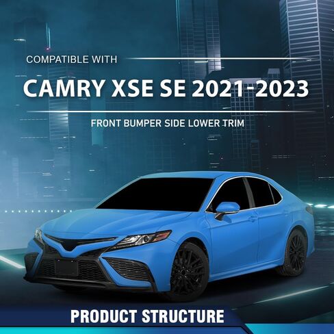 غطاء حافة سفلية للمصد الأمامي PIT66 من الجانب الأيسر والأيمن متوافق مع Toyota Camry XSE SE 2021-2023 5312406260، TO1046115، 5312306190، TO1047115 أسود in Saudi Arabia