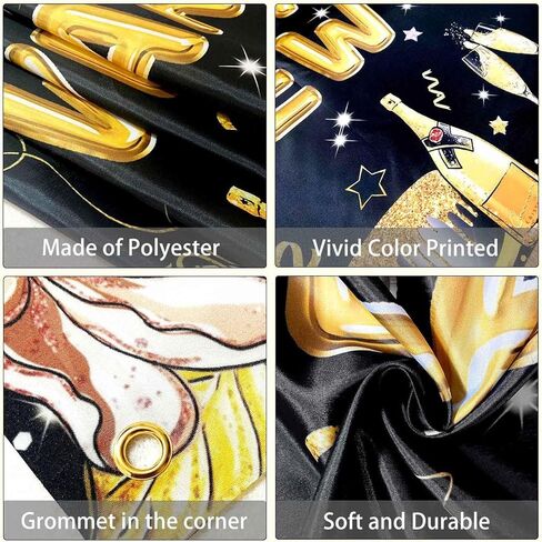 Happy New Year Banner Backdrop for New Years Decorations 2026 Large Black and Gold New Years Eve Banner Happy New Year Party Supplies Photo Background Wall Decor 5x3ft in Saudi Arabia