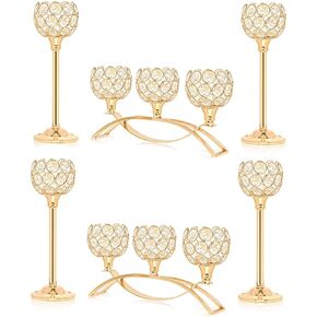 Crystal Tealight Candle Holder Centerpiece Home Decorative Candlestick Holder Elegant Table Centerpiece Home Decor Wedding Party Anniversary (Gold, Set of 3) in Kuwait
