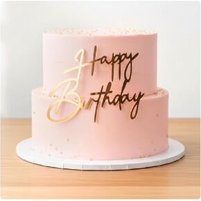 Gold Happy Birthday Cake Topper, Acrylic Happy Birthday Cake Decorations Sign for Party Desserts Decoration Ideas in Kuwait