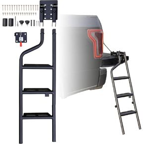 Universal Tailgate Ladder for Pickup, 42" Heavy Duty Foldable Rotatable Pickup Truck Bed Tailgate Ladder with Handrail Non-Slip Wide Pedal Pickup Truck Step (F150/Raptor/Ranger/Tacoma/Ram1500) in Kuwait