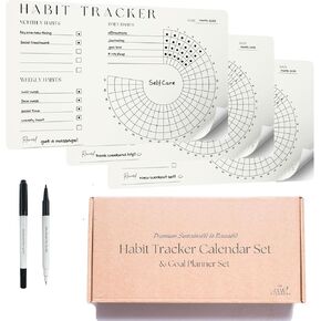 Habit Tracker Set | Reusable Dry Erase | Vision & Goal Planner with Monthly, Weekly, Daily Trackers | Undated, Reusable & Sustainable | Sticks to Mirrors, Fridges, Desks | The VOID Planners in Saudi Arabia
