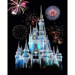 SUKIMI 5D DIY Diamond Art Painting Castle 16x20 بوصة حفر دائري حجر الراين مطرز لتزيين الجدران in Kuwait