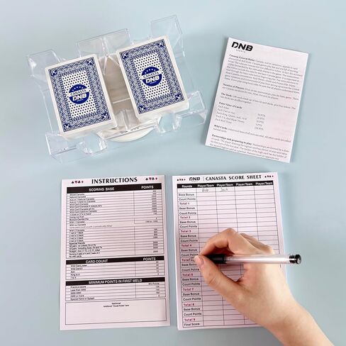 DNB Canasta Card Game Set - Includes 2 Decks of Blue Scored Playing Cards a Revolving Card Tray 50-Page Score Pad and Game Instructions in Saudi Arabia