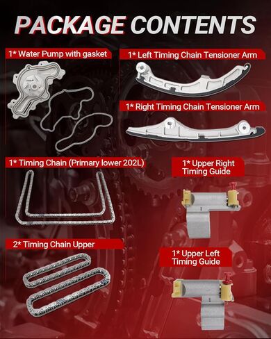 AT4Z-6306-A مجموعة سلسلة التوقيت مع مضخة مياه تناسب Edge Flex Fusion Taurus 3.5L، تناسب Lincoln MKS MKT MKX MAZ 3.5L، تناسب Mazda-da6 CX-9 3.7L استبدال مباشر رقم OE 7T4Z-6256-A in Kuwait