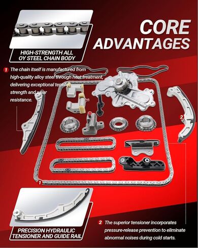 AT4Z-6306-A مجموعة سلسلة التوقيت مع مضخة مياه تناسب Edge Flex Fusion Taurus 3.5L، تناسب Lincoln MKS MKT MKX MAZ 3.5L، تناسب Mazda-da6 CX-9 3.7L استبدال مباشر رقم OE 7T4Z-6256-A in Kuwait