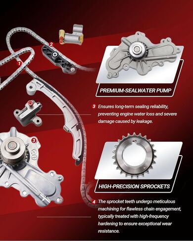 AT4Z-6306-A مجموعة سلسلة التوقيت مع مضخة مياه تناسب Edge Flex Fusion Taurus 3.5L، تناسب Lincoln MKS MKT MKX MAZ 3.5L، تناسب Mazda-da6 CX-9 3.7L استبدال مباشر رقم OE 7T4Z-6256-A in Kuwait