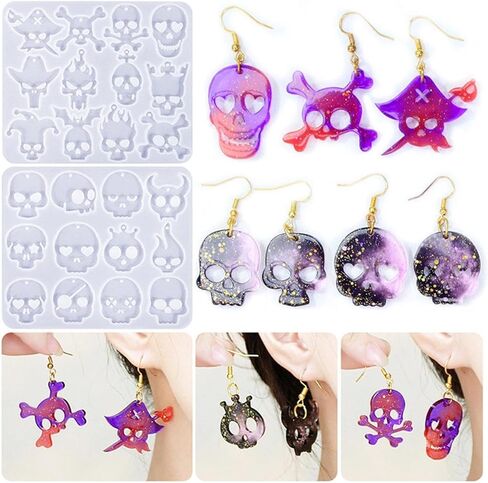 1Pc Halloween Silicone Mold Ghost and Skull Silicone Key Ring Mold DIY Handmade Earring Keychain Ornaments in Saudi Arabia