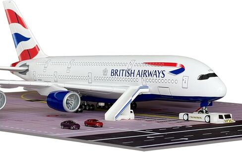 نموذج طائرة A380 بطول 18.5 بوصة بمقياس 1/160 نموذج A380 مع أضواء LED وإكسسوارات مشهد المطار عرض مثالي وهدية in Kuwait
