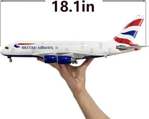 نموذج طائرة A380 بطول 18.5 بوصة بمقياس 1/160 نموذج A380 مع أضواء LED وإكسسوارات مشهد المطار عرض مثالي وهدية in Kuwait