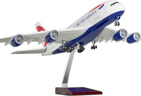 نموذج طائرة A380 بطول 18.5 بوصة بمقياس 1/160 نموذج A380 مع أضواء LED وإكسسوارات مشهد المطار عرض مثالي وهدية in Kuwait
