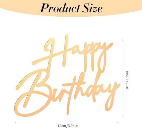 Gold Happy Birthday Cake Topper, Acrylic Happy Birthday Cake Decorations Sign for Party Desserts Decoration Ideas in Saudi Arabia