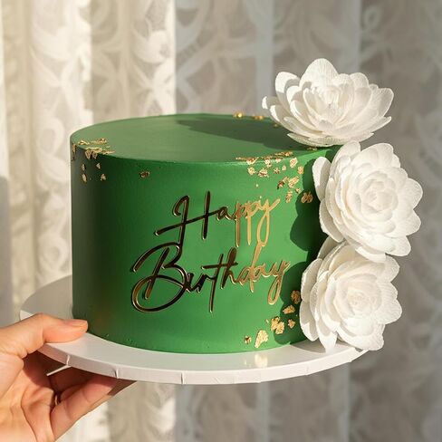 Gold Happy Birthday Cake Topper, Acrylic Happy Birthday Cake Decorations Sign for Party Desserts Decoration Ideas in Saudi Arabia
