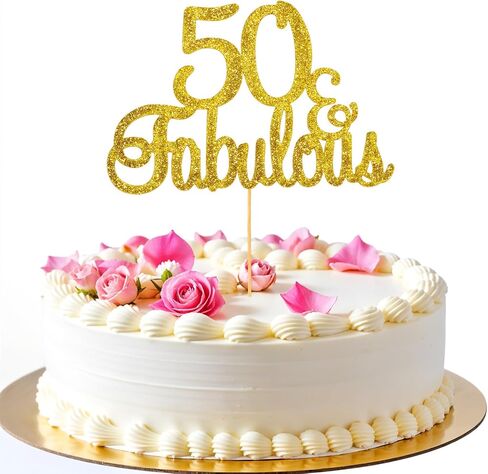 50 & رائع كعكة توبر الذهب بريق سعيد 50 عيد ميلاد كعكة توبر خمسين ورائع كعك عيد ميلاد الديكور 50 الذكرى لوازم الحفلات لذكرى الزفاف in Kuwait