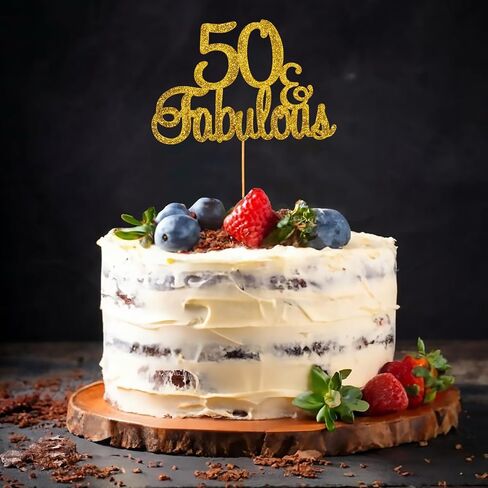 50 & رائع كعكة توبر الذهب بريق سعيد 50 عيد ميلاد كعكة توبر خمسين ورائع كعك عيد ميلاد الديكور 50 الذكرى لوازم الحفلات لذكرى الزفاف in Kuwait