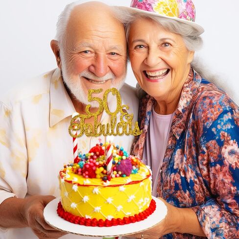 50 & رائع كعكة توبر الذهب بريق سعيد 50 عيد ميلاد كعكة توبر خمسين ورائع كعك عيد ميلاد الديكور 50 الذكرى لوازم الحفلات لذكرى الزفاف in Kuwait