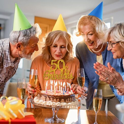50 & رائع كعكة توبر الذهب بريق سعيد 50 عيد ميلاد كعكة توبر خمسين ورائع كعك عيد ميلاد الديكور 50 الذكرى لوازم الحفلات لذكرى الزفاف in Kuwait