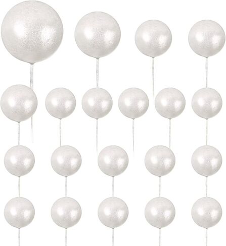 20 PCS Ball Cake Topper Decorations White Mini Balloons Cake Topper for Wedding Birthday Decoration Supplies in Saudi Arabia