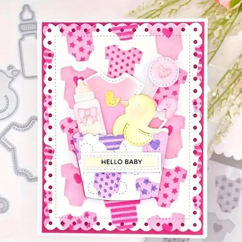 Baby Duck Clothes Frame Metal Die Cuts Dies Stencil, Frame Cutting Dies Cut Stencils DIY Scrapbooking Cards Photo Album Craft Decorative Embossing Paper Dies for Album Card Scrapbooking Making in Saudi Arabia