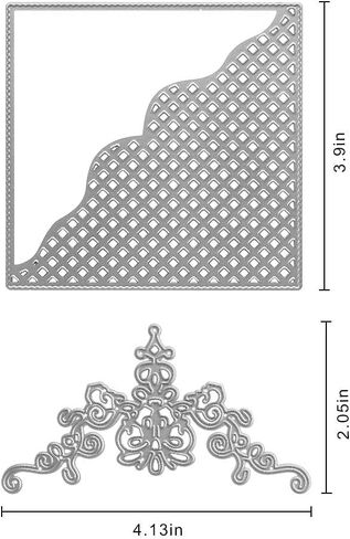 Metal Square Hollow Out Background Frame Cutting Dies,Corner Lace Decoration Frame Die Cuts Embossing Stencils Template Mould for Card Scrapbooking and DIY Craft Album Paper Card Decor in Saudi Arabia