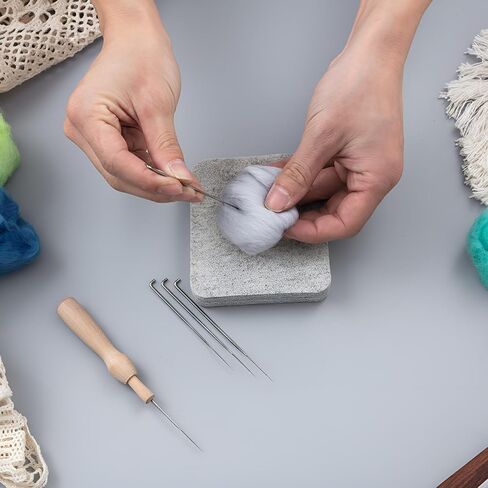 Amylove 2 Pcs Needle Felting Pad Natural Wool Needled Felting Mat Thick and Firm Needle Felting Base Felting Block for Precision Felting (5 x 6 x 1 Inch) in Kuwait