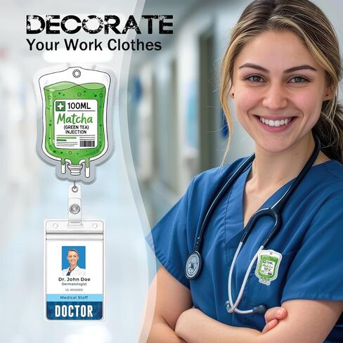 Funny Nurse Badge Reel, Cute Nurse Caffeine ID Badge Holder Retractable Accessories Clip for Nursing Doctor Student Teacher Healthcare Medical Work Assistant in Saudi Arabia