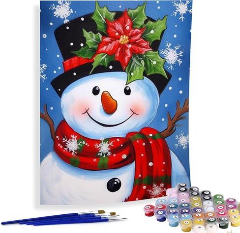 Diymood Paint by Numbers Kits for Adults Christmas, DIY Oil Painting Snowman Acrylic Paint by Number for Adults Beginner with Brushes for Home Wall Decor 16x20 inch in Saudi Arabia
