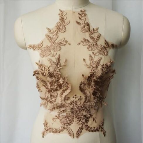 Embroidered Lace Applique Sewing Flower Collar Patch for Wedding Party Gown Bridal Dress Clothes DIY Crafts (White) in Saudi Arabia