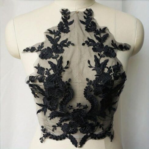Embroidered Lace Applique Sewing Flower Collar Patch for Wedding Party Gown Bridal Dress Clothes DIY Crafts (White) in Saudi Arabia