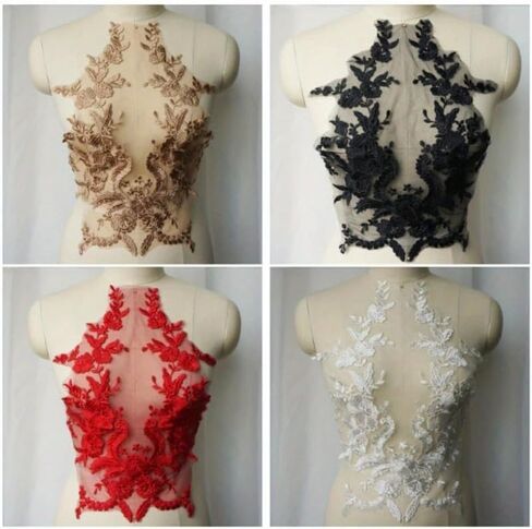 Embroidered Lace Applique Sewing Flower Collar Patch for Wedding Party Gown Bridal Dress Clothes DIY Crafts (White) in Saudi Arabia