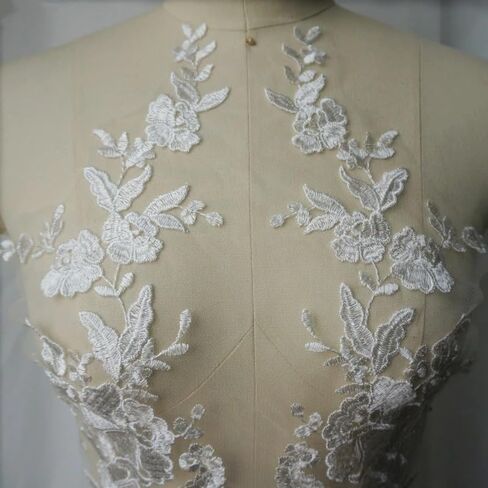 Embroidered Lace Applique Sewing Flower Collar Patch for Wedding Party Gown Bridal Dress Clothes DIY Crafts (White) in Saudi Arabia