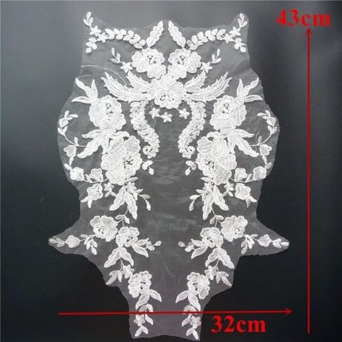 Embroidered Lace Applique Sewing Flower Collar Patch for Wedding Party Gown Bridal Dress Clothes DIY Crafts (White) in Saudi Arabia