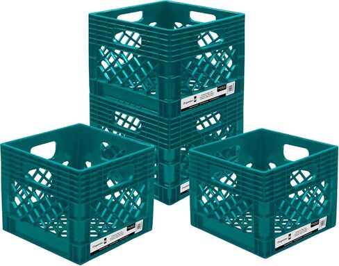 صندوق حليب أصلي، 4 عبوات - صندوق تخزين عالي التحمل، مقابض سهلة الإمساك، صندوق تخزين متعدد الاستخدامات، 13 بوصة طول × 13 بوصة عرض × 11 بوصة ارتفاع، أسود، متوسط in Kuwait