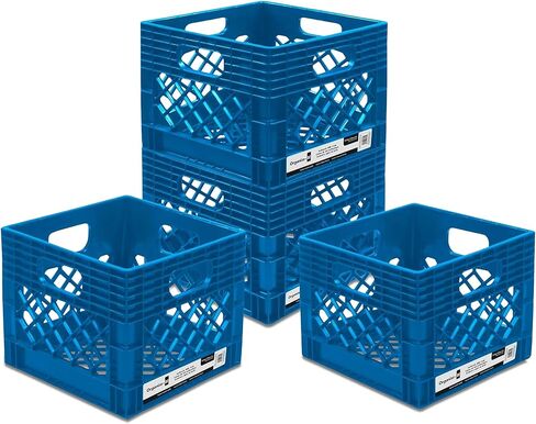 Authentic Milk Crate, 4 Pack - Heavy-Duty Storage Crate, Easy-Grip Handles, Versatile Storage Crate Box, 13" L x 13" W x 11" H, Black, Medium in Saudi Arabia