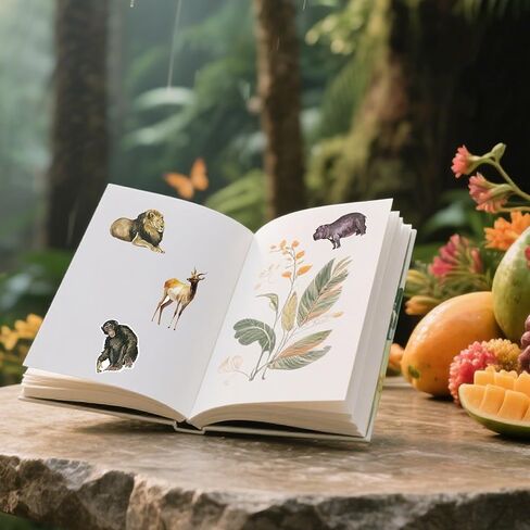 50 PCS Jungle Animal Stickers Safari Zoo Animal Stickers for Laptop Bottle Computer Refrigerator Luggage Phone Case in Saudi Arabia