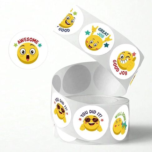 500Pcs Expressive Face Stickers Bulk Pack Teacher Reward Stickers for Classroom Incentive Sealing Labels Cute Cartoon Decor Non-Adhesive Paper in Saudi Arabia