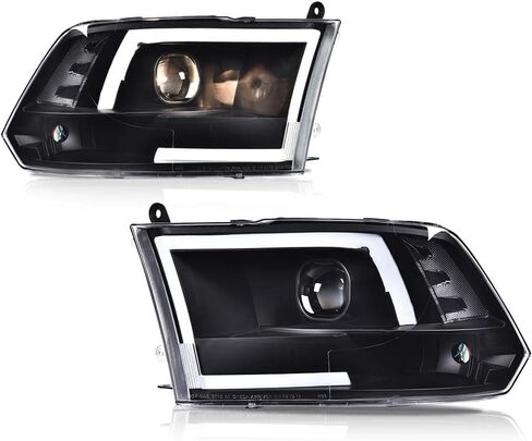 مجموعة المصابيح الأمامية PIT66 LED متوافقة مع 2009-2012 دودج رام 1500 2500 3500 (يناسب فقط الطرازات الرباعية) عدسات شفافة مبيت أسود مصابيح أمامية عاكسة شفافة (لا تناسب الشعاع المزدوج، لا تناسب فتحة واحدة) in Saudi Arabia