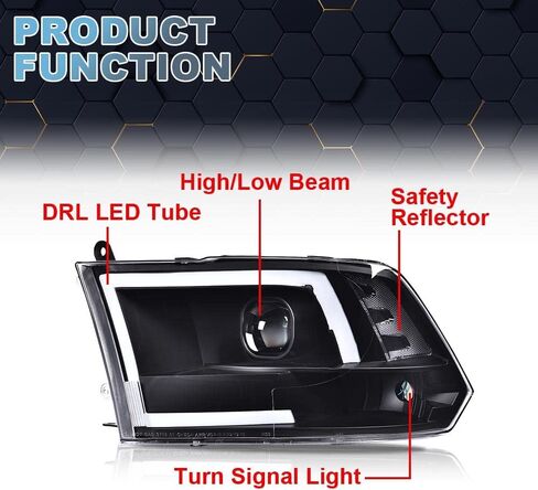 مجموعة المصابيح الأمامية PIT66 LED متوافقة مع 2009-2012 دودج رام 1500 2500 3500 (يناسب فقط الطرازات الرباعية) عدسات شفافة مبيت أسود مصابيح أمامية عاكسة شفافة (لا تناسب الشعاع المزدوج، لا تناسب فتحة واحدة) in Saudi Arabia