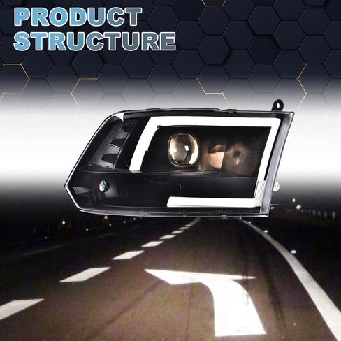 مجموعة المصابيح الأمامية PIT66 LED متوافقة مع 2009-2012 دودج رام 1500 2500 3500 (يناسب فقط الطرازات الرباعية) عدسات شفافة مبيت أسود مصابيح أمامية عاكسة شفافة (لا تناسب الشعاع المزدوج، لا تناسب فتحة واحدة) in Saudi Arabia