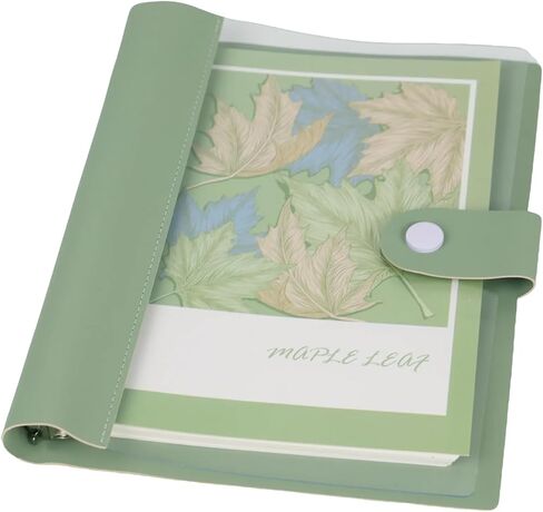 Koqye A5 Refillable Planner Binder Notebook 8 Ring, Green Faux Leather Clear Cover with 20-Hole 60 Sheets Lined Paper, Aesthetic Loose Leaf Binder for Budget, Journal in Kuwait