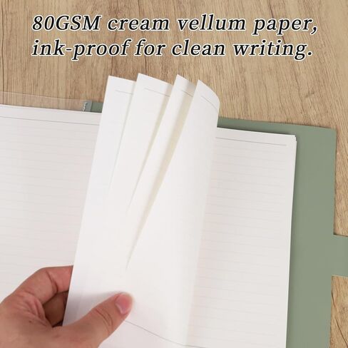 Koqye A5 Refillable Planner Binder Notebook 8 Ring, Green Faux Leather Clear Cover with 20-Hole 60 Sheets Lined Paper, Aesthetic Loose Leaf Binder for Budget, Journal in Kuwait